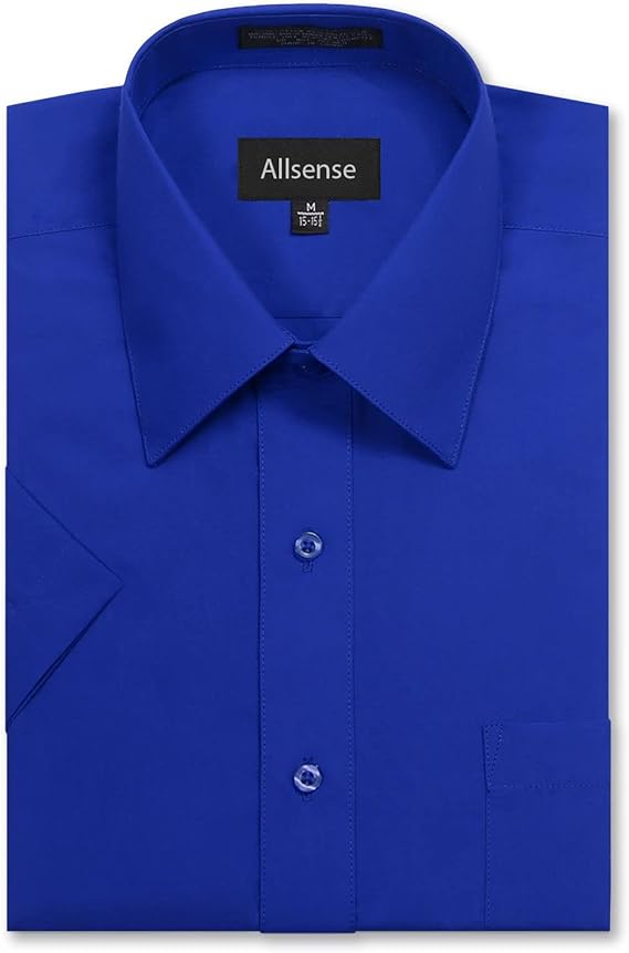 Allsense Men's Regular Fit Short Sleeve Dress Shirts for Comfort