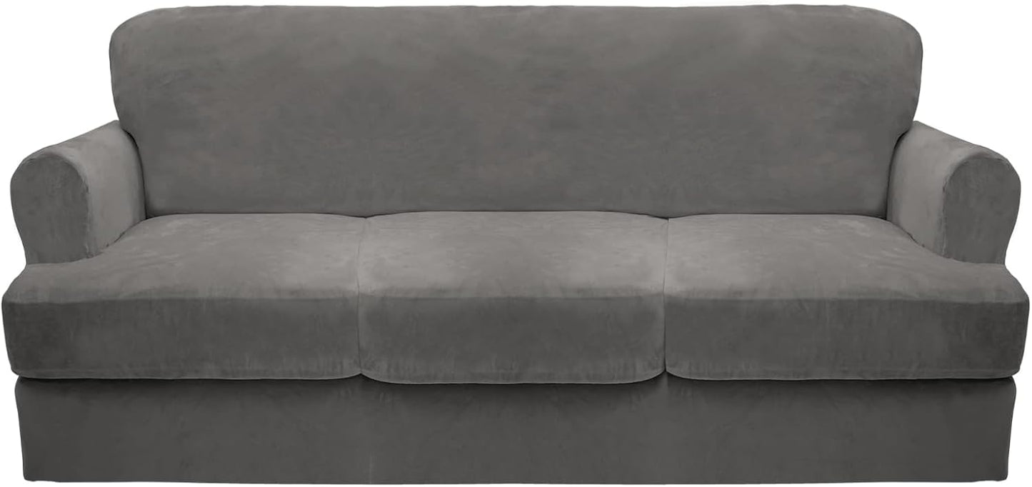 CUCRAF T Cushion Sofa Cover 4 Piece Velvet Slipcovers for Sofa