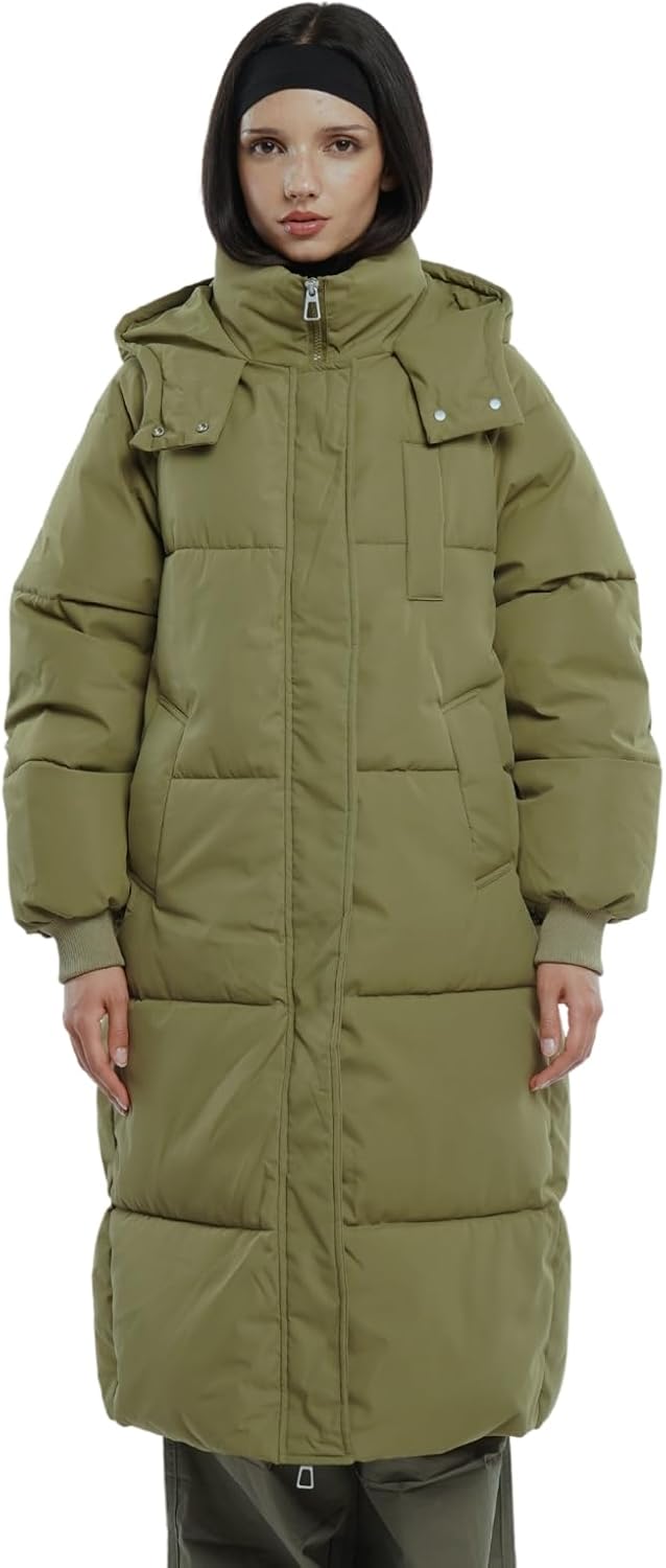 Long Puffer Jacket for Women - Thickened Winter Coat with Hood