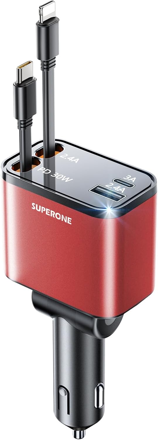Ultra-Fast 4-in-1 Car Charger by SUPERONE - 69W Power!