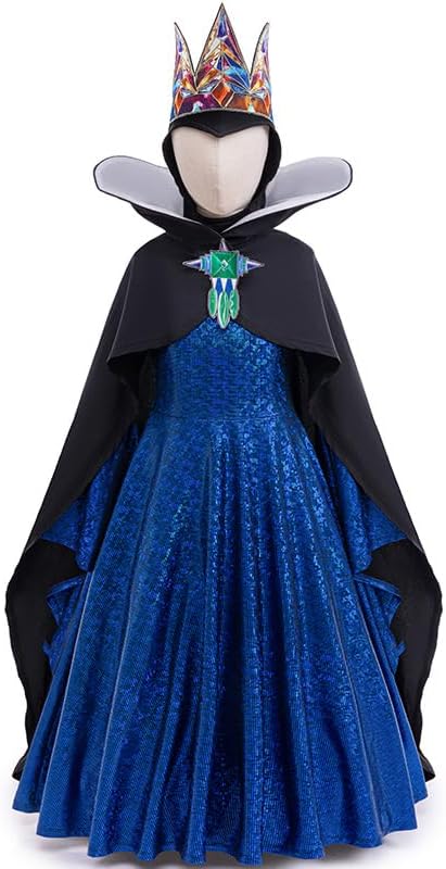 Xefenki Girls Evil Queen Costume Dress Set for Parties and Halloween