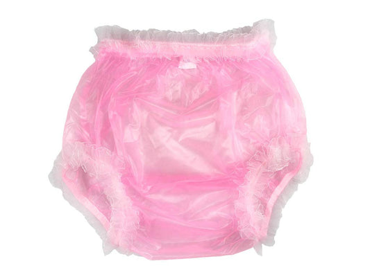 Haian Medium Transparent Pink Lace Pull-on Plastic Pants - Stylish Protection