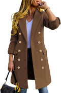 Womens Wool Blend Double Breasted Midi Peacoat - Warm Classic Fit