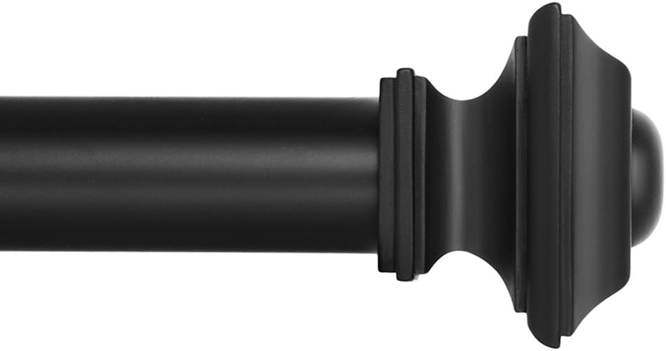 Ivilon Black Square Curtain Rod 16-28 Inch - Stylish Window Side Rod