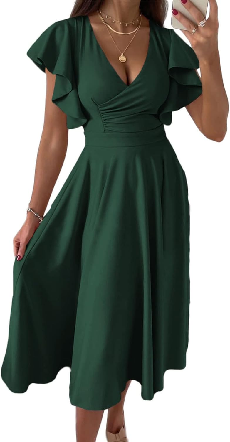 Dokotoo Women's V Neck Elegant Party Dress for Any Occasion