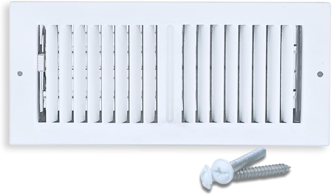 Sierra Gates Ceiling Vent | Steel 2-Way Adjustable Grille | White HVAC Cover