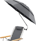 48.6in Double Canopy Beach Umbrella with Clamp for Sun Protection