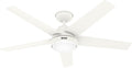 Hunter Fan 52 in Indoor/Outdoor Matte White Ceiling Fan with Light