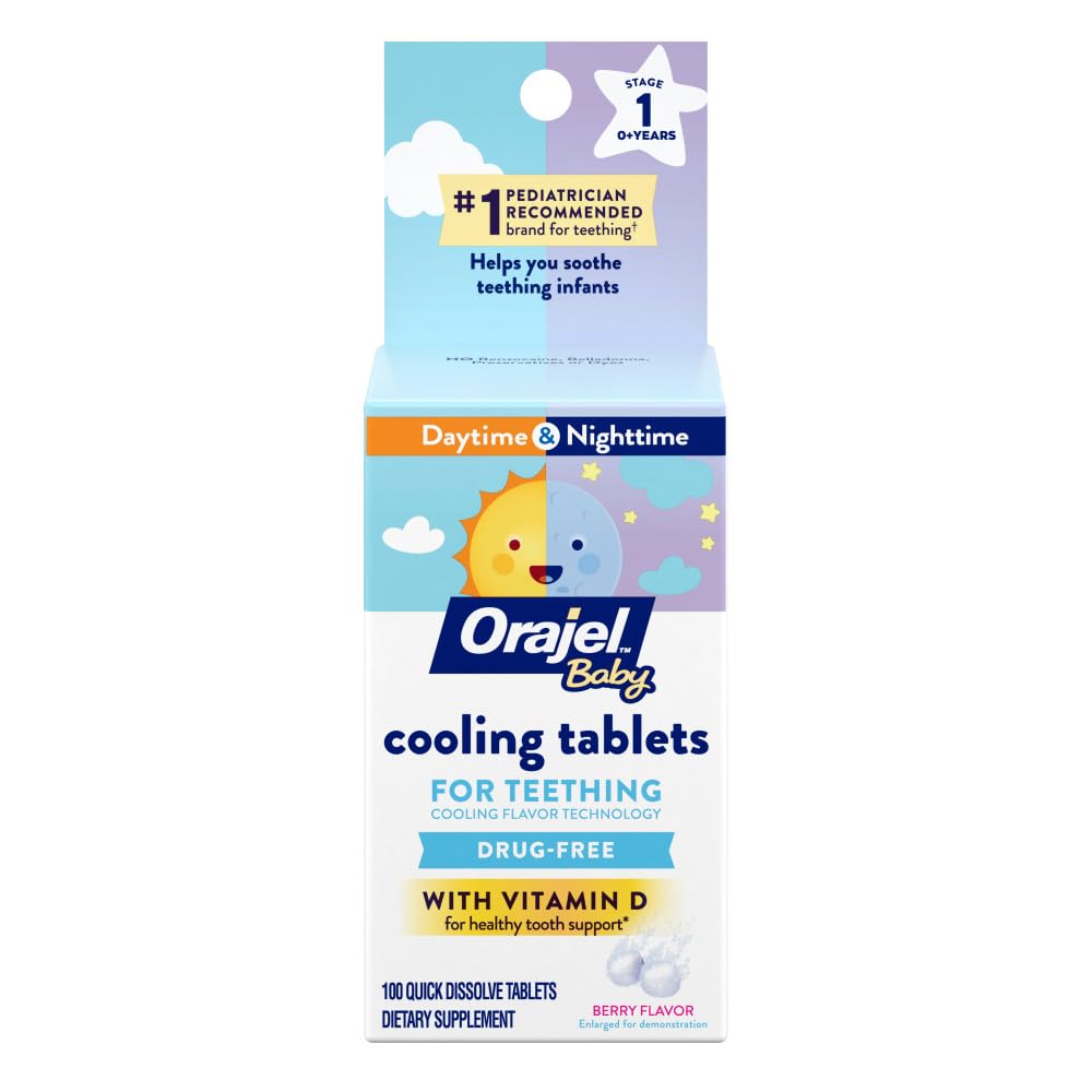 Orajel Baby Cooling Teething Relief - Vitamin D, 100 Tabs