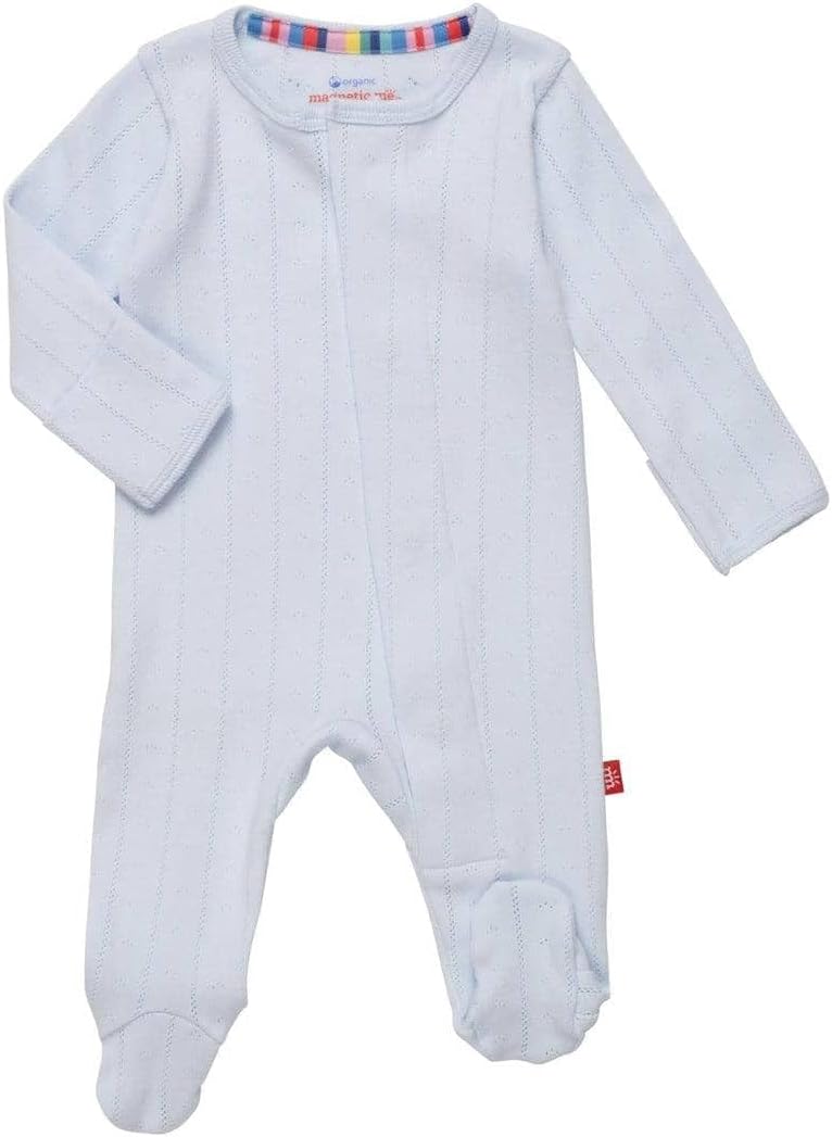 Magnetic Me Organic Cotton Baby Footie Pajamas for Easy Dressing