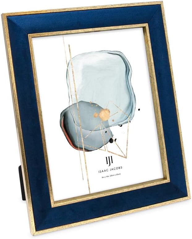 Isaac Jacobs Velvet Picture Frame with Gold Double Border Design