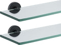 Bathroom Glass Shelf Black 12 x 5 in Tempered Glass Shelf - Sleek