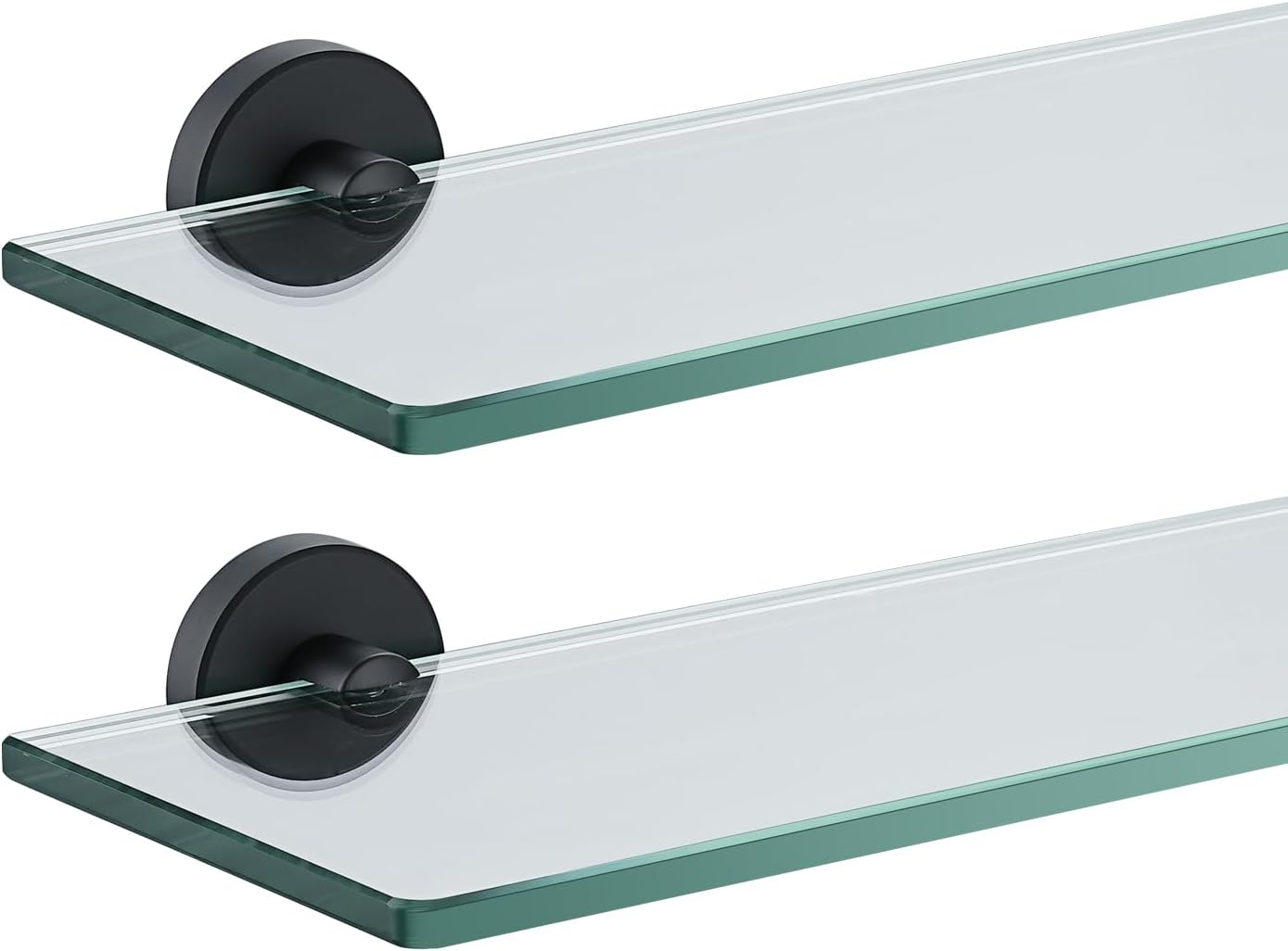 JQK Bathroom Glass Shelf Black for Stylish Shower Storage