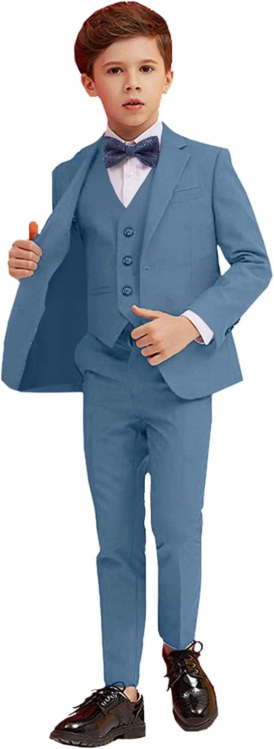 Boy Suits 5 Piece Slim Fit Suit for Kids Toddler Formal Set