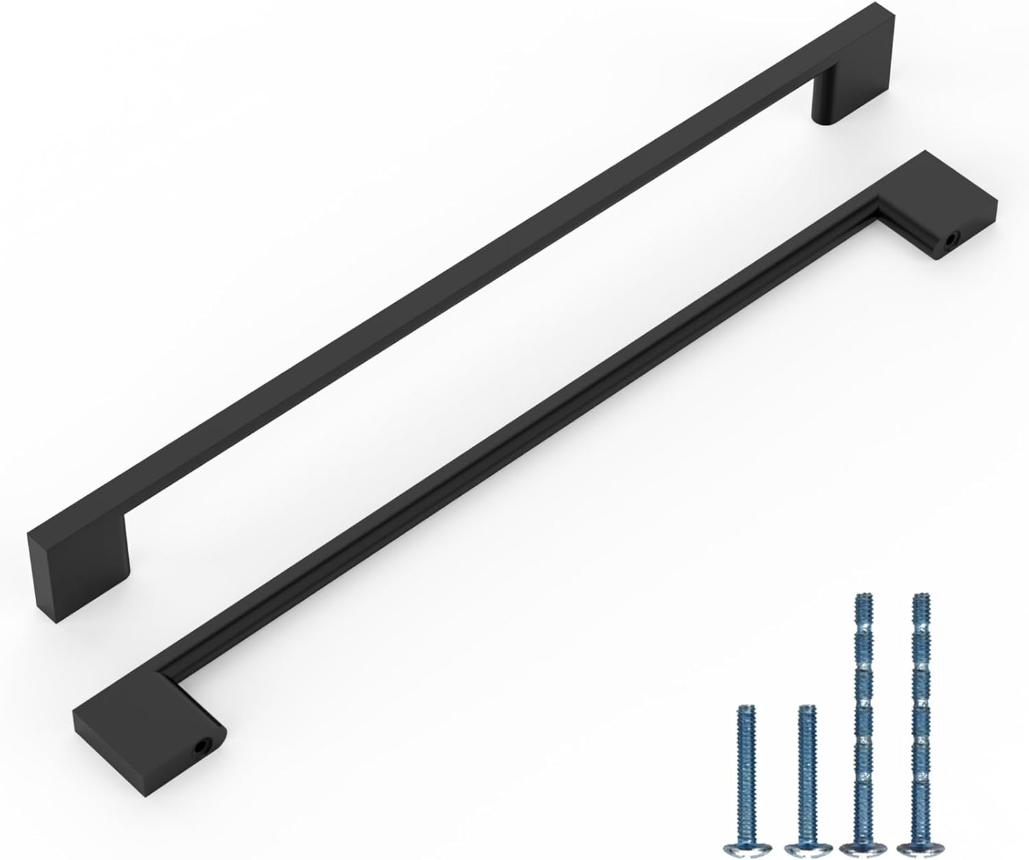 10 Pack Matte Black Modern Rectangular Cabinet Pulls for Cabinets