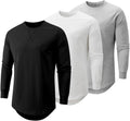 Mens 3 Pack Cotton Hipster Longline Crewneck T-Shirts - 3-Pack Comfort