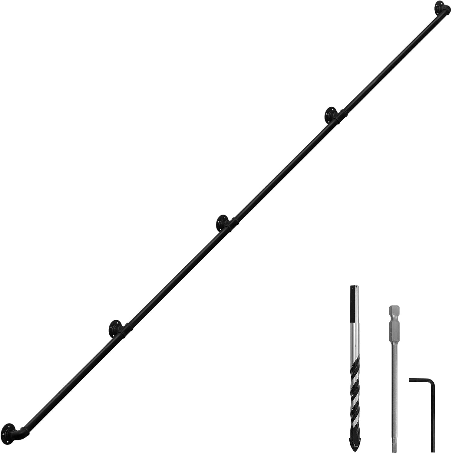 Industrial Pipe Wall Handrail for Farmhouse Stairway Railing