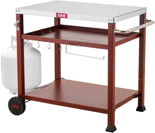 3-Shelf Outdoor Grill Table for Cooking, Pizza Oven Stand