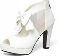 Open Toe Women Platform High Heel Shoes - Suede Bows Strappy