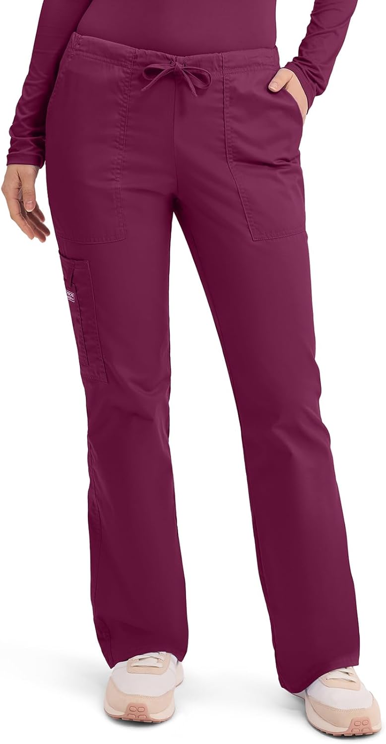 Cherokee Scrub Pants for Women with Flare Leg and Cargo Pockets