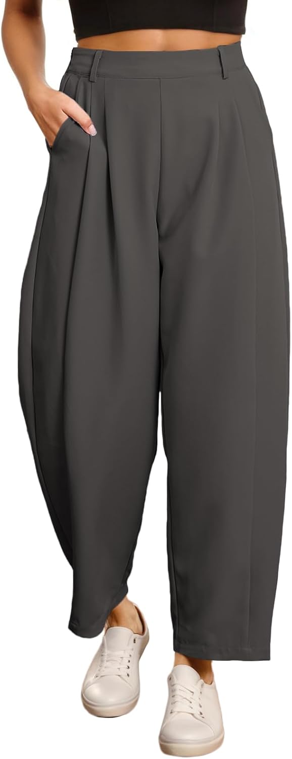 EVALESS Womens Wide Leg Barrel Pants for Stylish Comfort