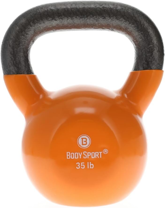 Body Sport Cast Iron Vinyl Coated Kettlebells for Strength Training