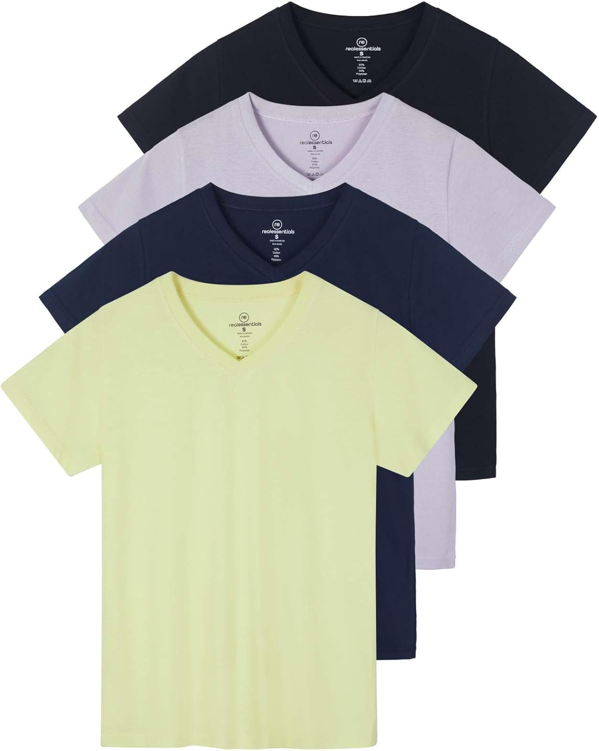 Women's Classic-Fit Cotton Short-Sleeve V-Neck T-Shirt 4 Pack