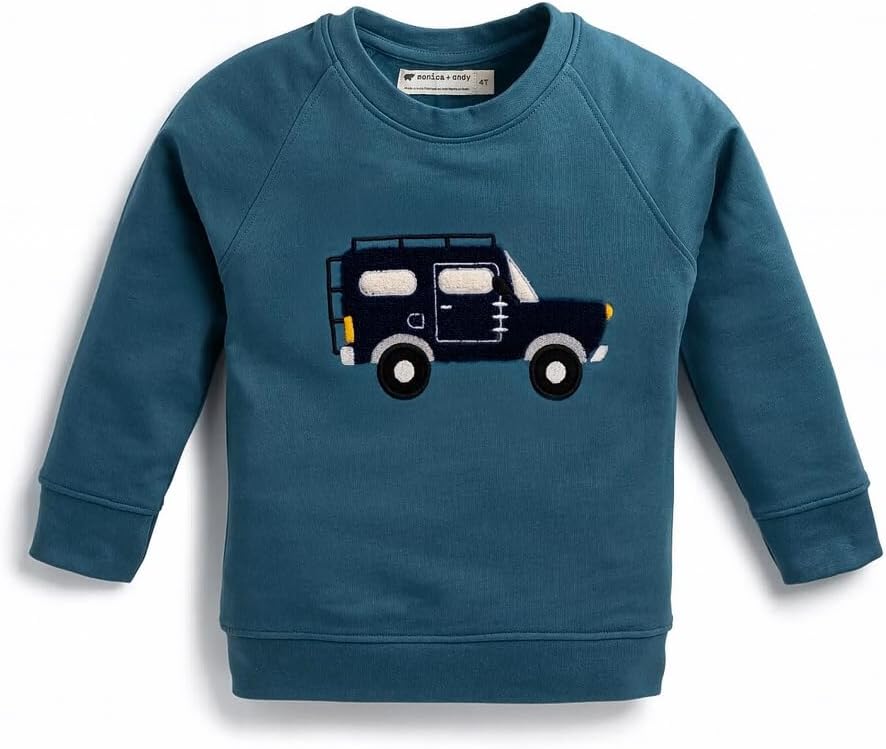 MONICA + ANDY Organic Embroidered Crewneck Sweatshirt for Kids