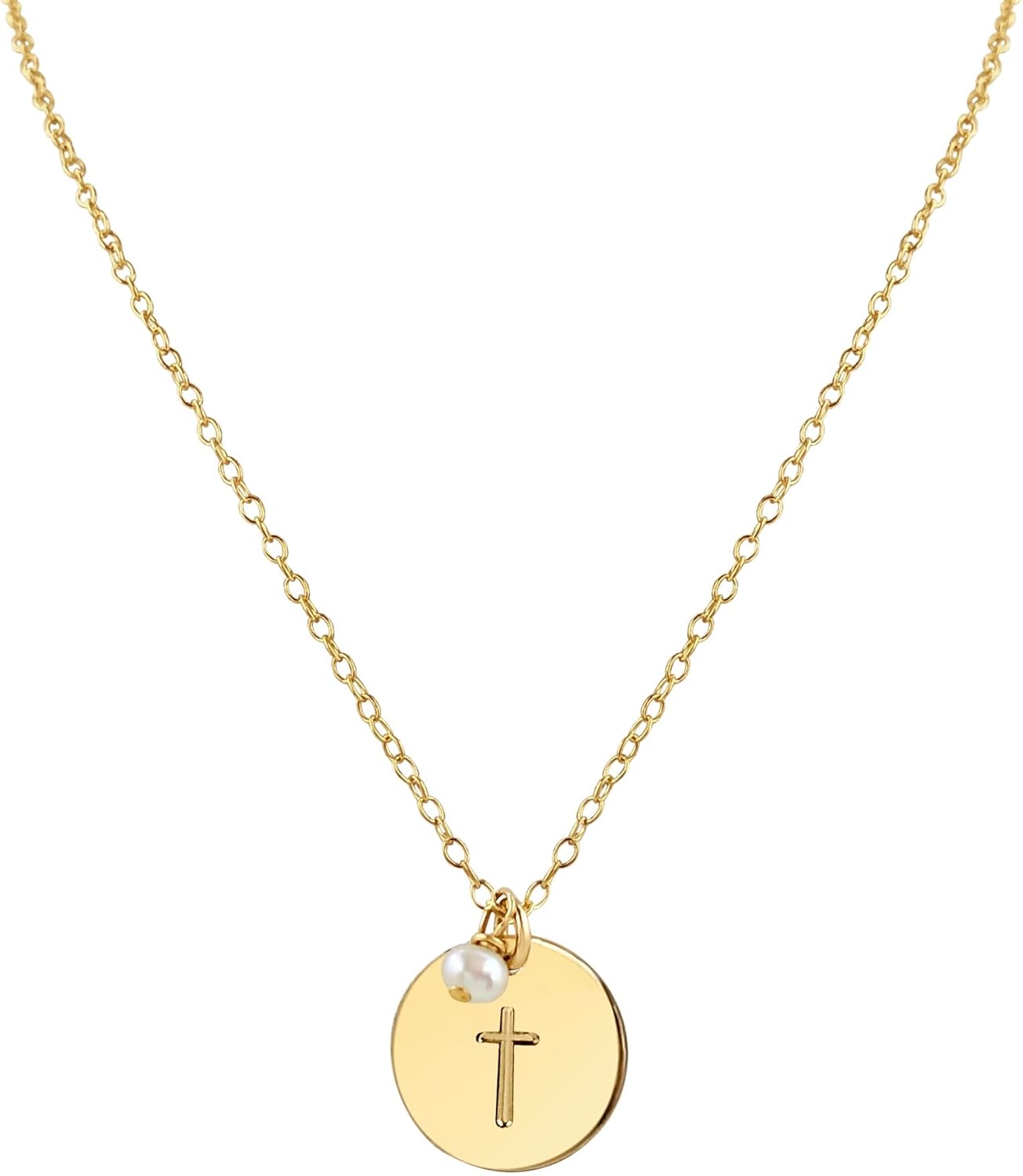 Handmade Pearl Cross Charm Necklace for Christmas Gift Ideas