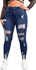 PLUS SIZE Skinny Jeans High Waisted Ankle Ripped Slim