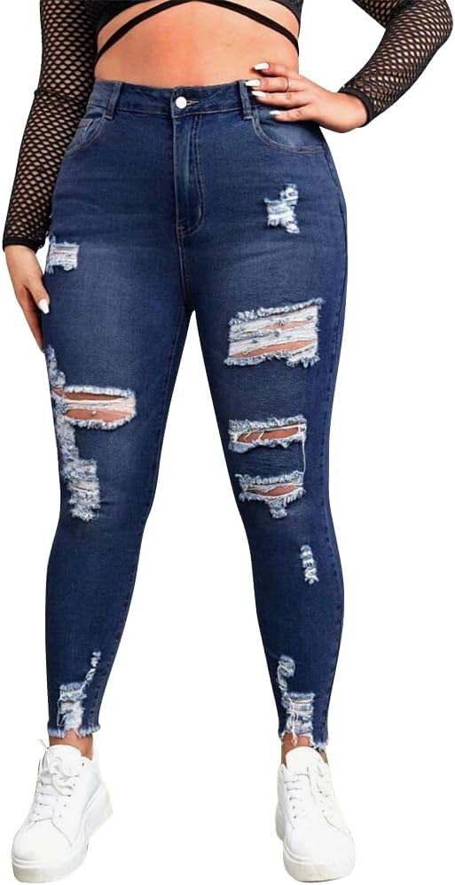 ALLABREVE Womens Plus Size Skinny Jeans for Stylish Comfort