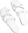 FITORY Women's Slide Sandals Flat Toe Ring Thongs with Cross Strap
