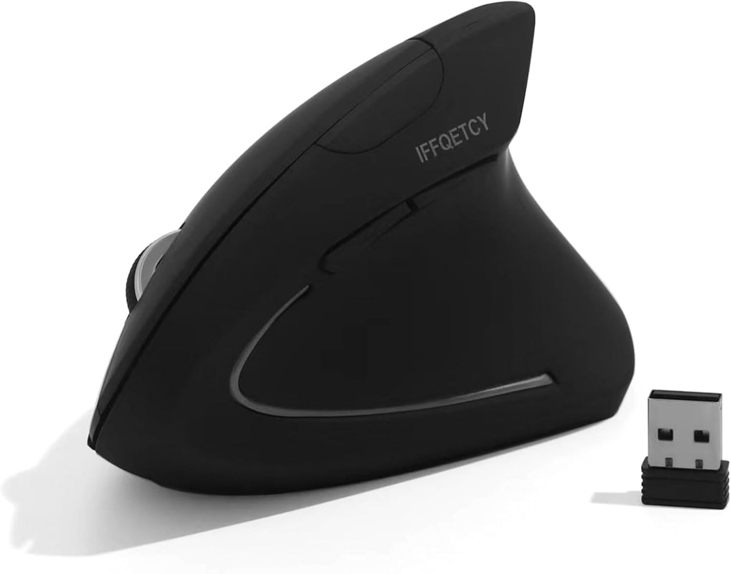 Wireless Vertical Mouse, Ergonomic Design, 6 Buttons, 1600 DPI - Black