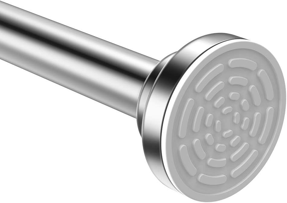 TEECK 27-76 Adjustable Shower Curtain Rod - Never Rust, No Drilling, Silver