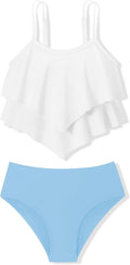 oklady Girls Swimsuit 2 Piece Bikini Set - Tiered Ruffled Swimwear
