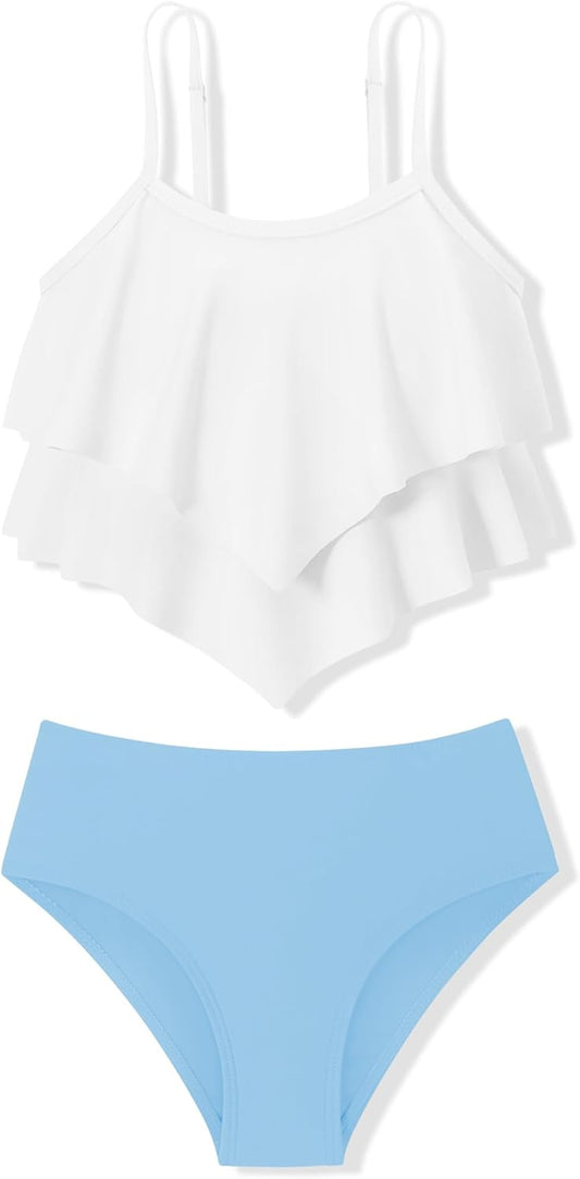 Oklady Girls Swimsuit 2 Piece Bikini Set with Ruffles