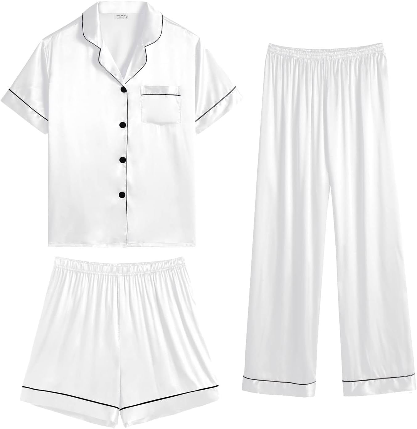 SWOMOG Womens Silk Satin Pajama Sets for Ultimate Comfort