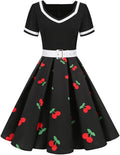 Women 1950s Retro Polka Dot Swing Dress - Vintage Audrey Style
