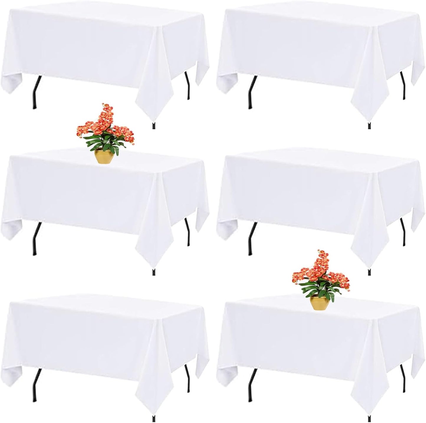6 Pack White Table Cloths for 8 Foot Rectangle Tables