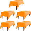 LTC LINENS 5 Pack Orange Rectangular Tablecloths 70 x 120 in - Stain