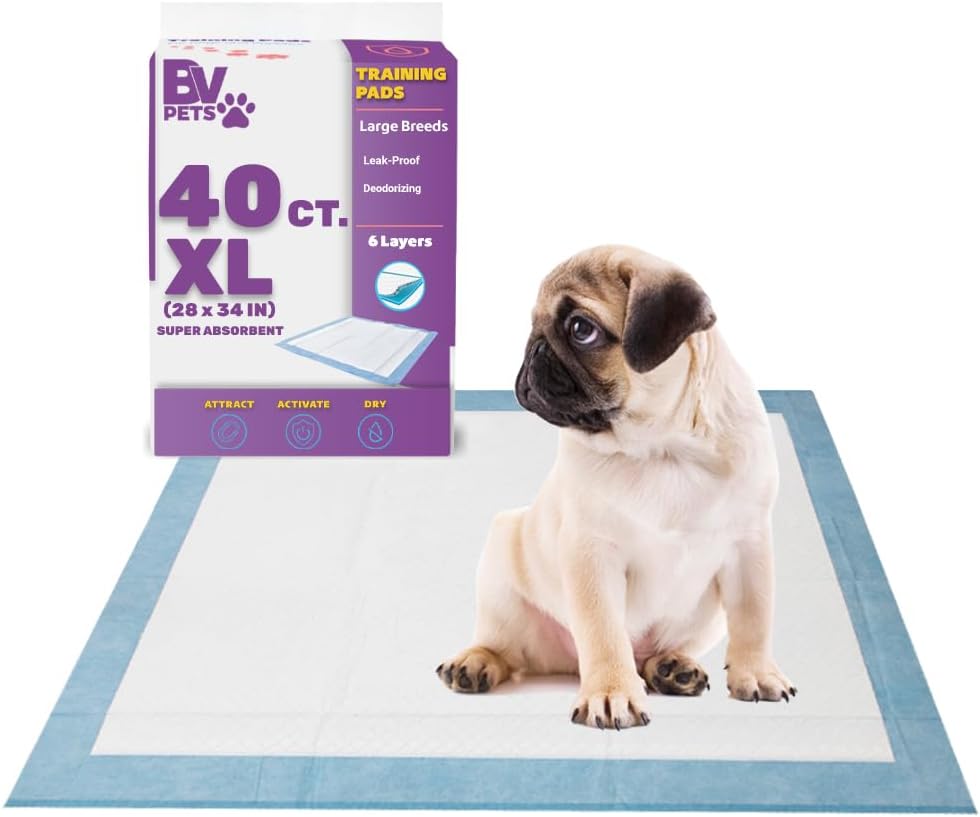 Ultra Absorbent XL Puppy Pads - 40 CT 28x34 | Leak-Proof 6-Layer Pee Pads