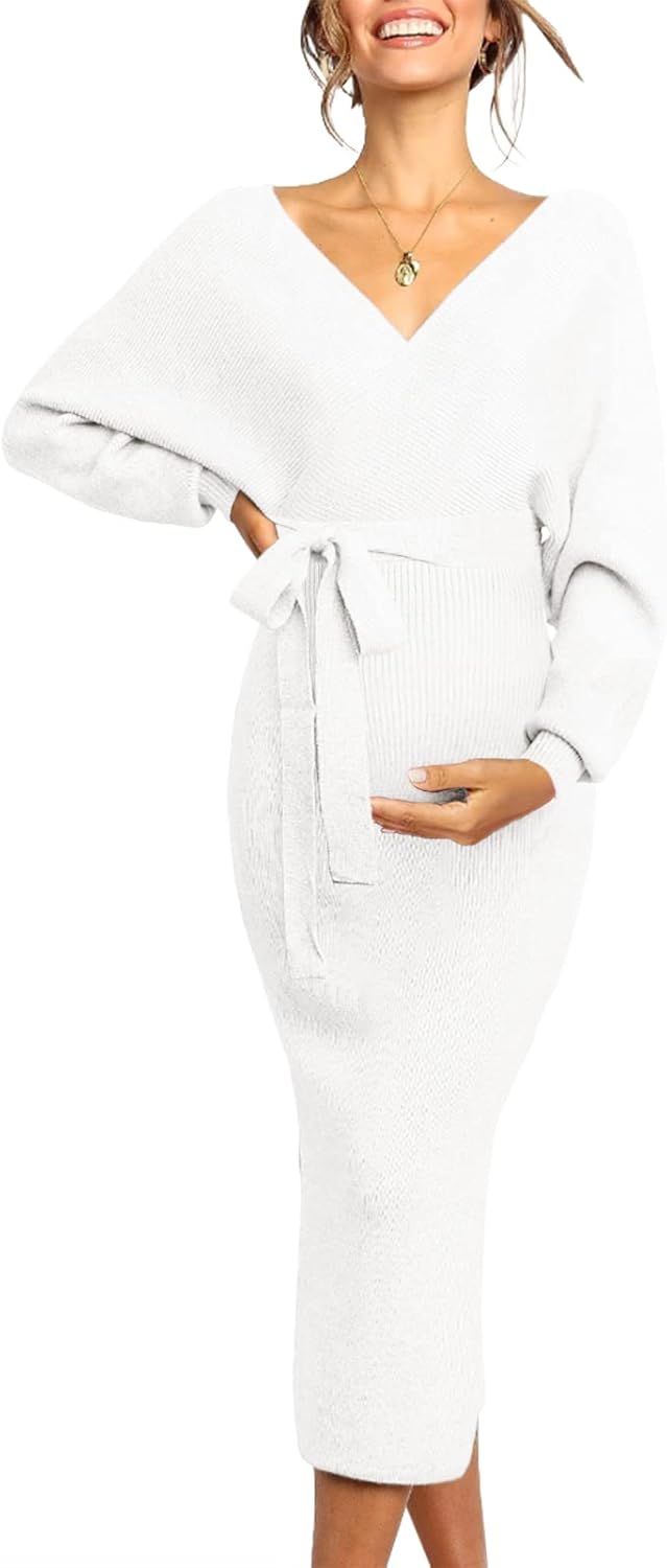 Maternity Nursing Dress Sweater Dress for Baby Showers & Weddings