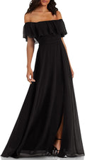 Elegant Off The Shoulder Flowy Chiffon Maxi Bridesmaid Dress