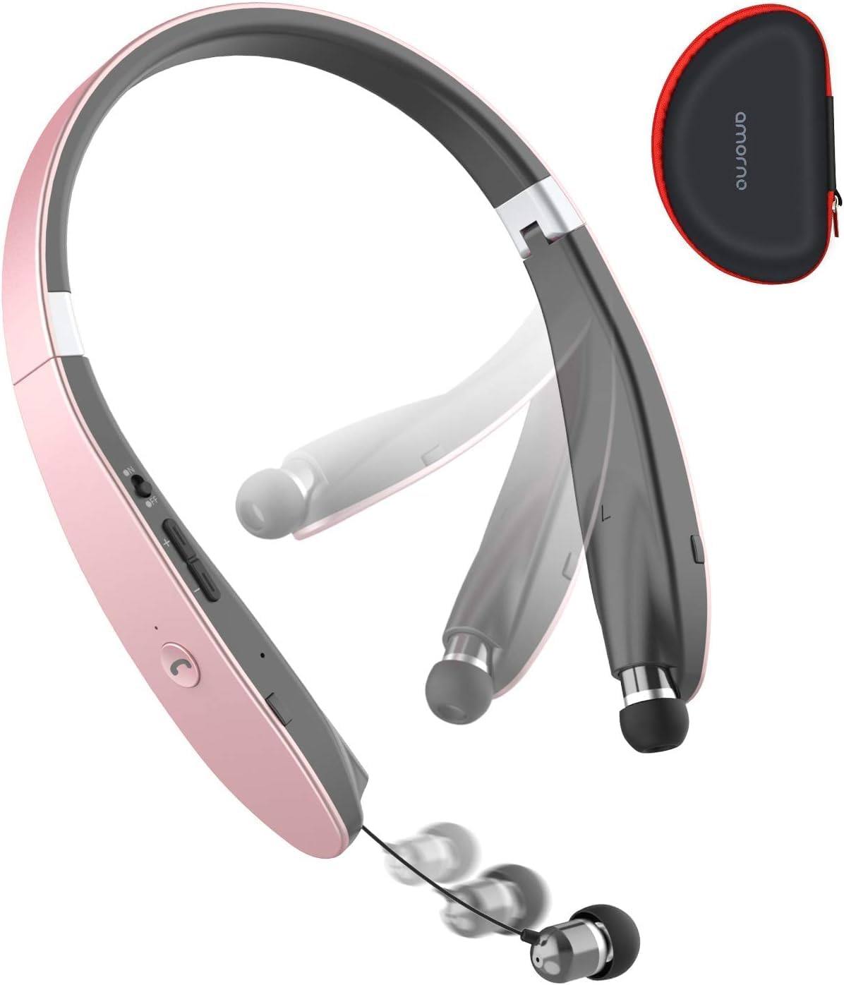 AMORNO Neckband Bluetooth Headphones - Retractable Earbuds