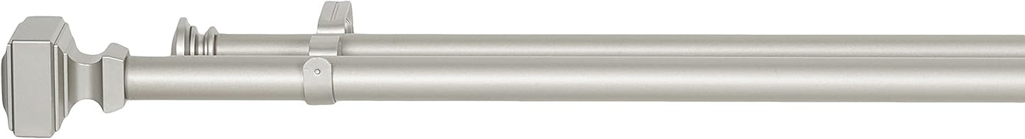 Adjustable 1-inch Double Curtain Rod with Square Finials