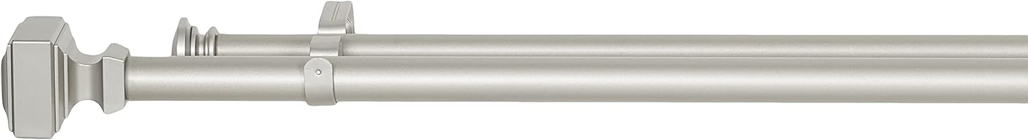 Adjustable 1-inch Double Curtain Rod with Square Finials