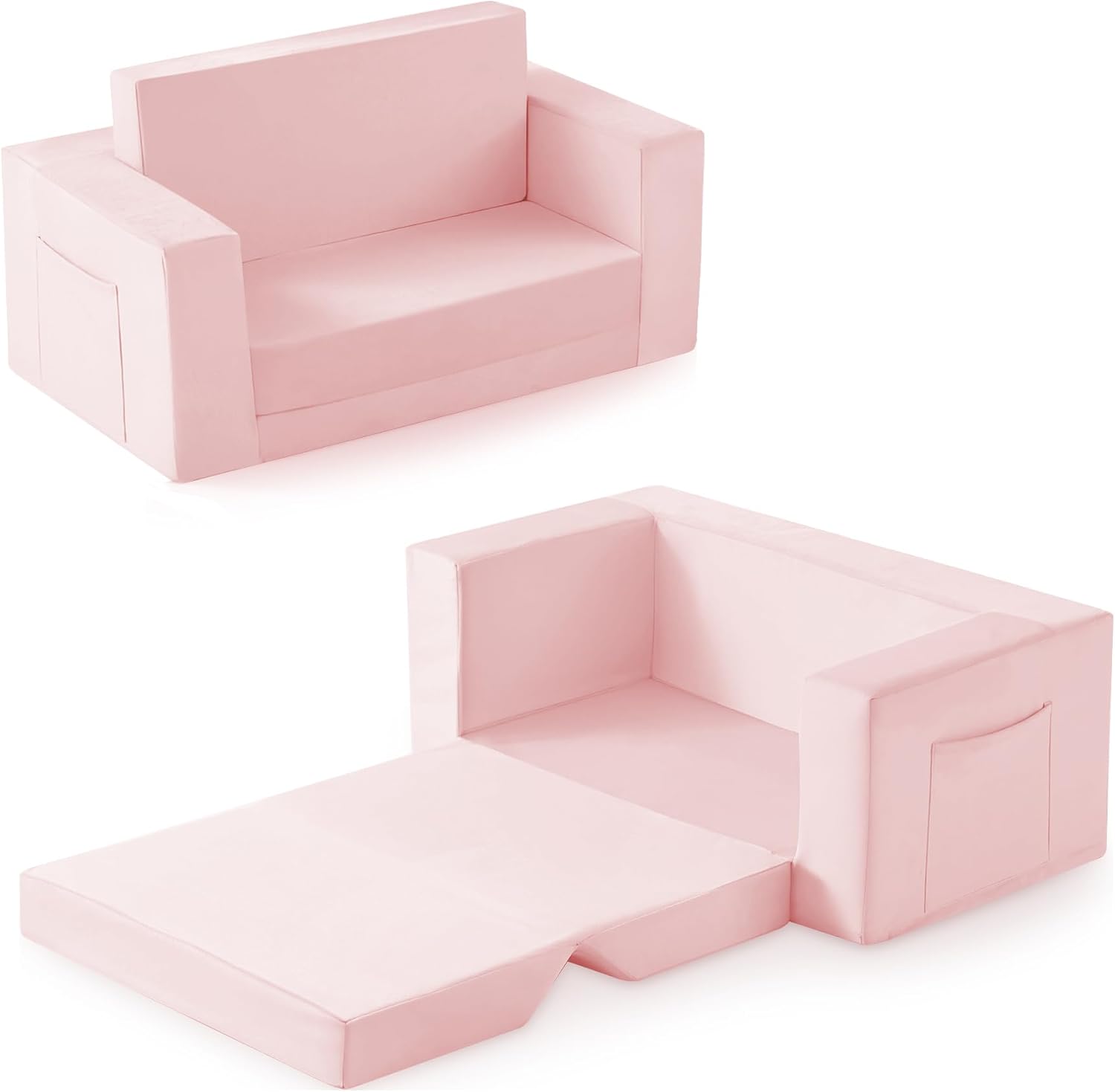 Kids Couch 2-in-1 Toddler Chair Comfy Convertible Lounge Chair