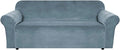 Stretch Velvet Sofa Cover XL 89ft-97ft Stone Blue - Soft Velvet Fit