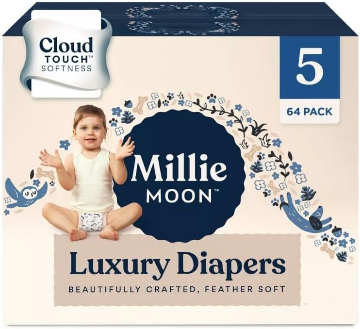 Millie Moon Luxury Diapers Size 5 (28-39 lbs) - 64 Count