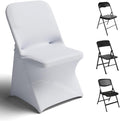 Trlyc Spandex Folding Chair Covers 30 Pcs - Stretchy White Slipcovers